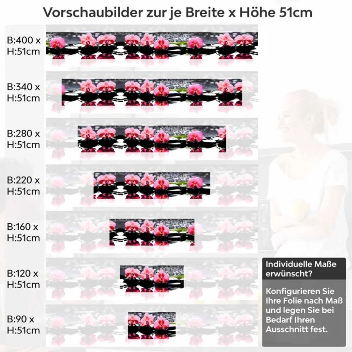 Küchenrückwand Folie Orchideen Oase Höhe 51cm