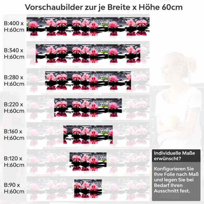 Küchenrückwand Folie Orchideen Oase Höhe 60cm