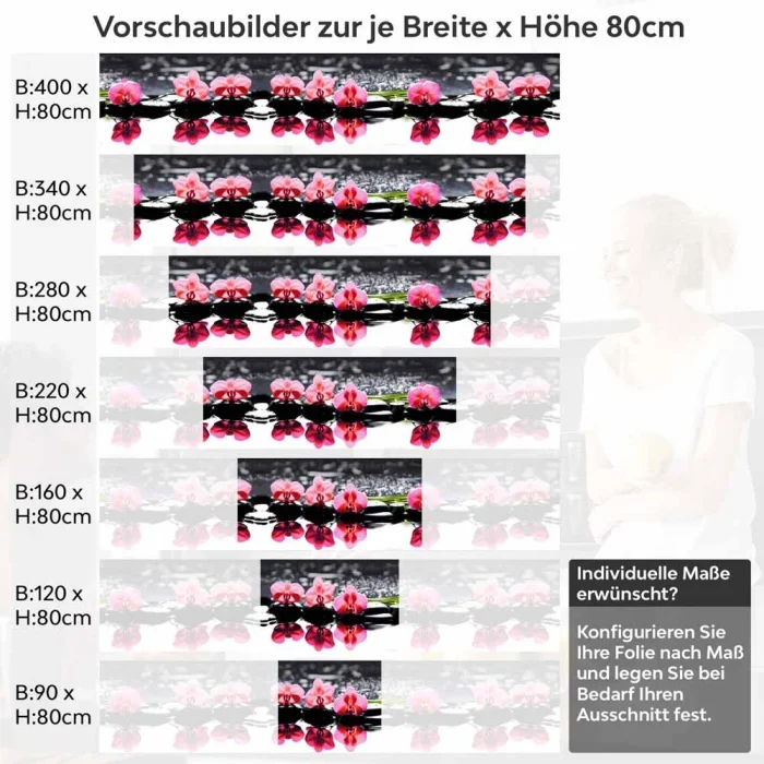 Küchenrückwand Folie Orchideen Oase Höhe 80cm