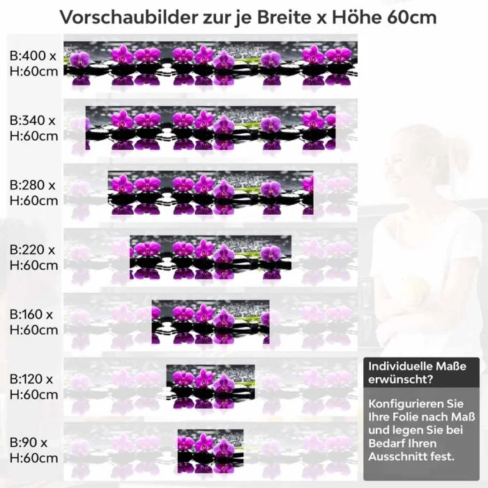 Küchenrückwand Folie Wellness Orchideen Höhe 60cm