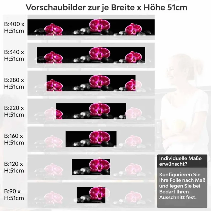 Küchenrückwand Folie pinke Orchideen Höhe 51cm