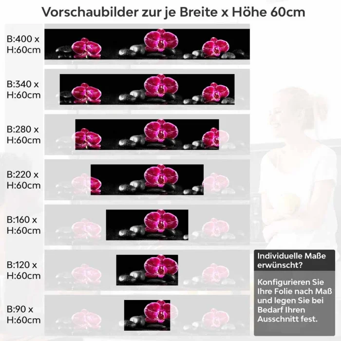 Küchenrückwand Folie pinke Orchideen Höhe 60cm