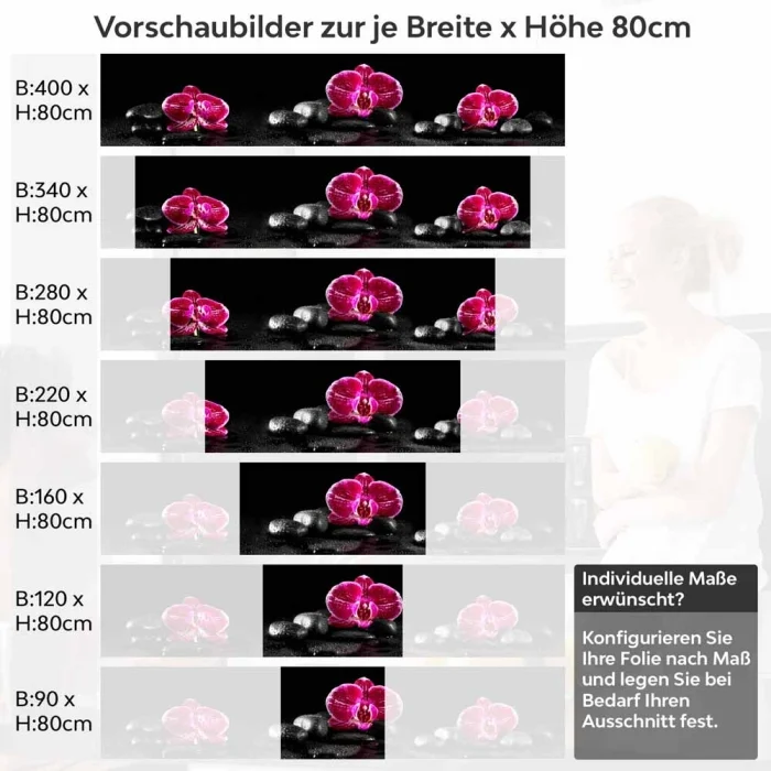 Küchenrückwand Folie pinke Orchideen Höhe 80cm