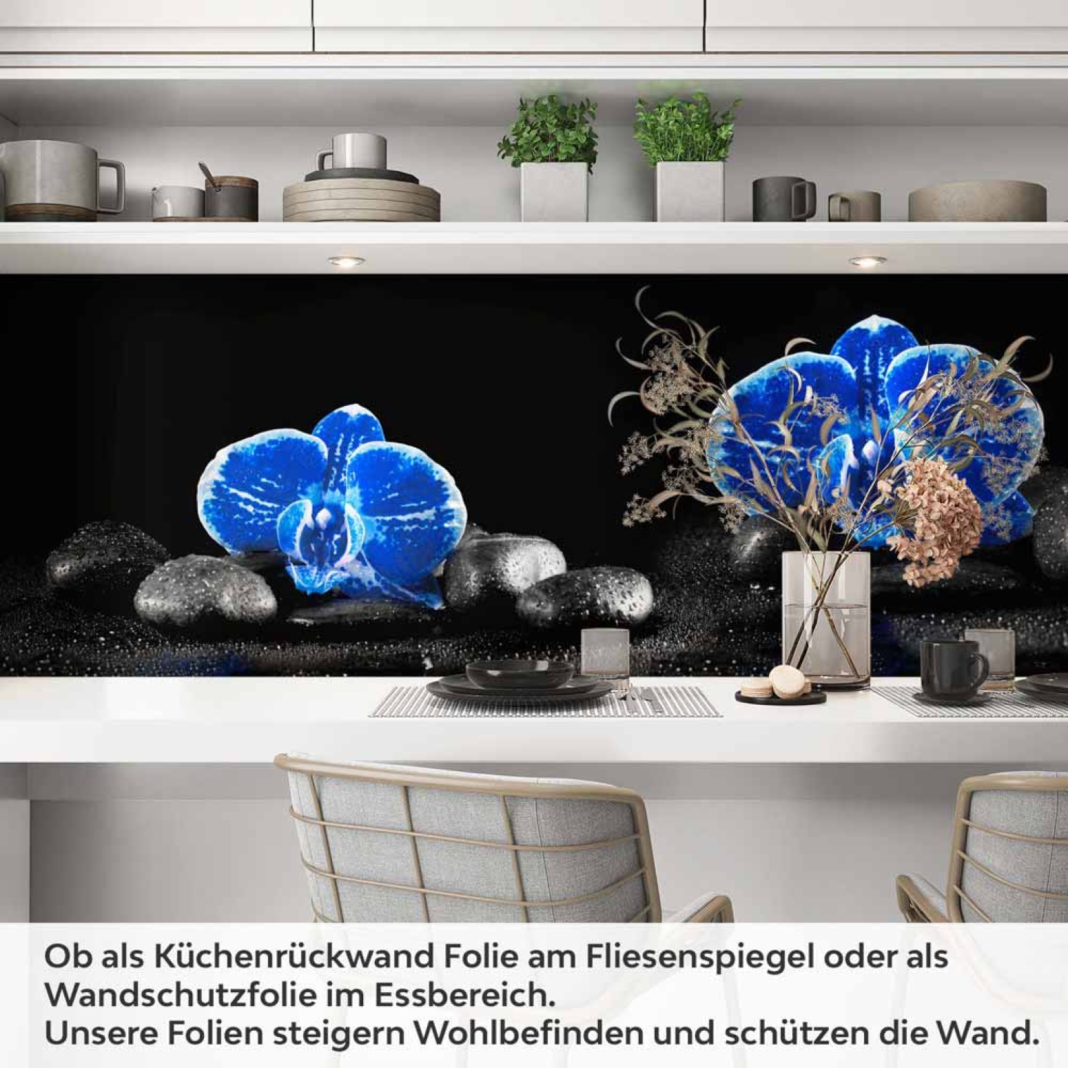 Küchenrückwand Folie blaue Orchideen Artikelbild 1