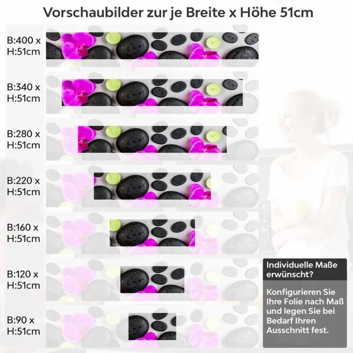 Küchenrückwand Folie Basaltsteine & Orchideen Höhe 51cm