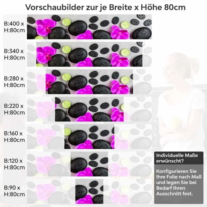 Küchenrückwand Folie Basaltsteine & Orchideen Höhe 80cm