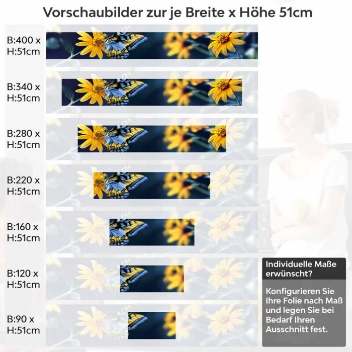 Küchenrückwand Folie Sonnenauge & Schmetterling Höhe 51cm
