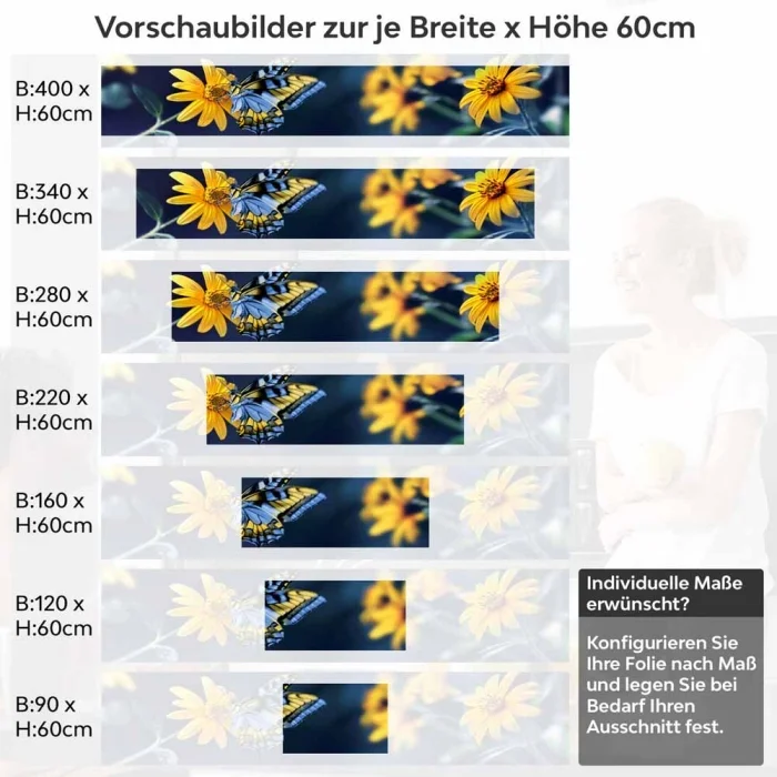 Küchenrückwand Folie Sonnenauge & Schmetterling Höhe 60cm