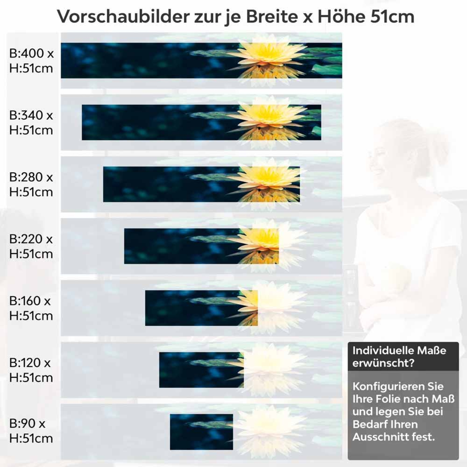 Küchenrückwand Folie Lotusblume Höhe 51cm