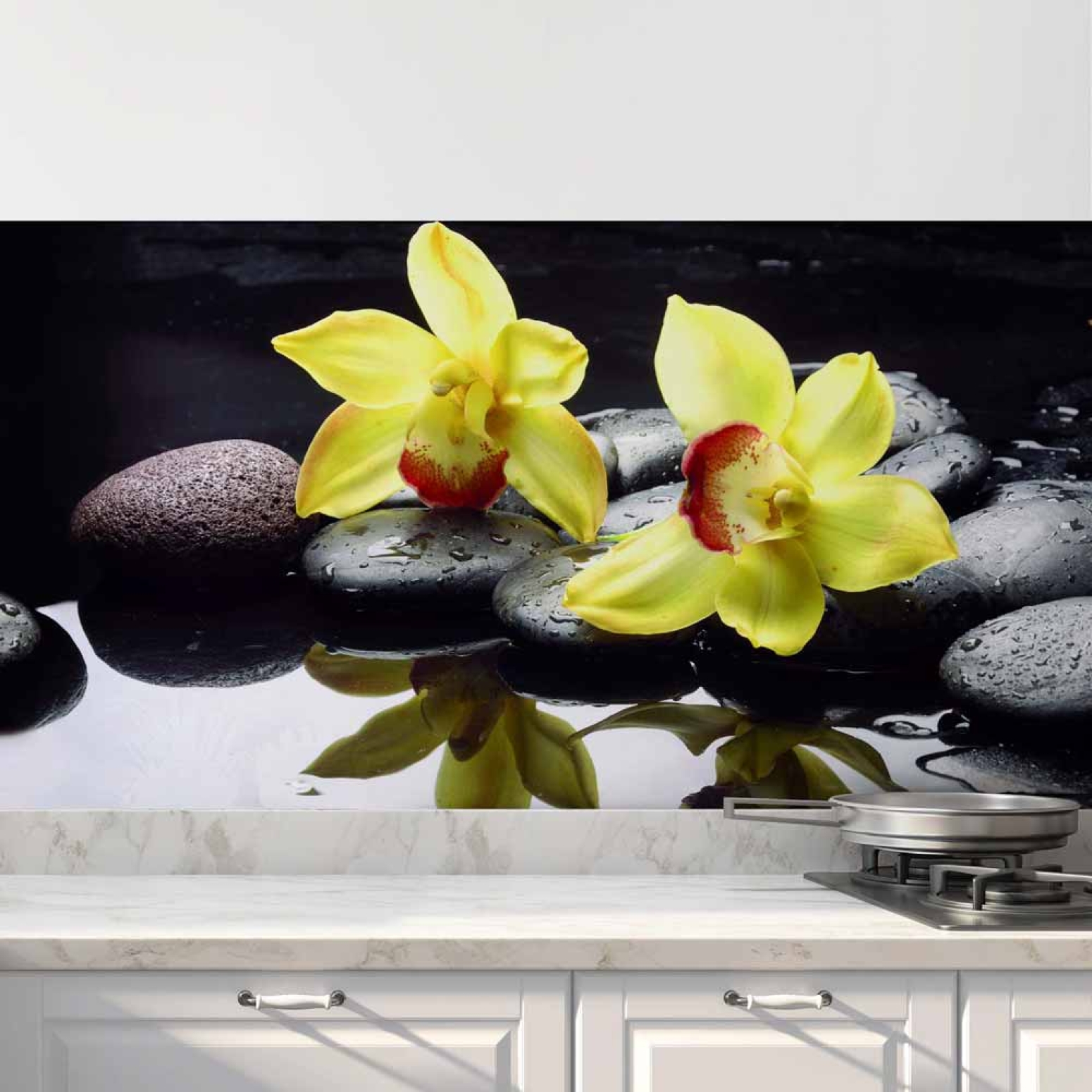 Küchenrückwand Folie gelbe Orchideen