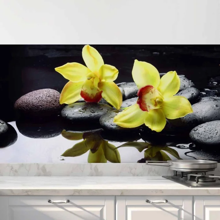 Küchenrückwand Folie gelbe Orchideen Hauptbild