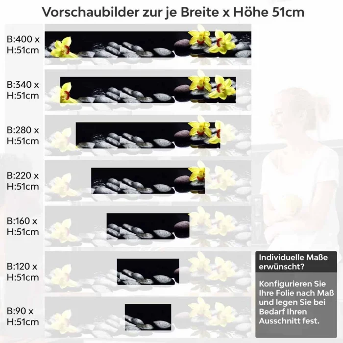 Küchenrückwand Folie gelbe Orchideen Höhe 51cm