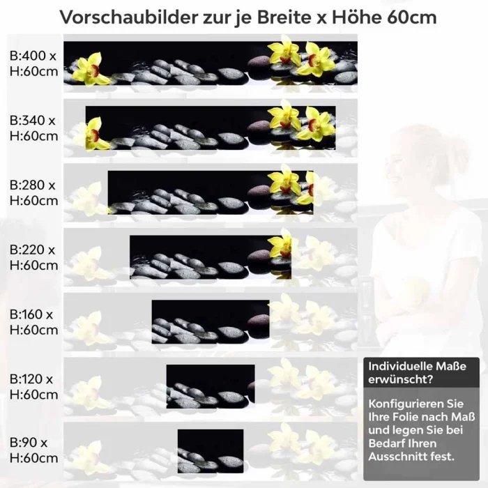 Küchenrückwand Folie gelbe Orchideen Höhe 60cm