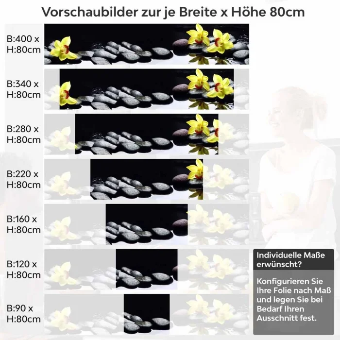 Küchenrückwand Folie gelbe Orchideen Höhe 80cm
