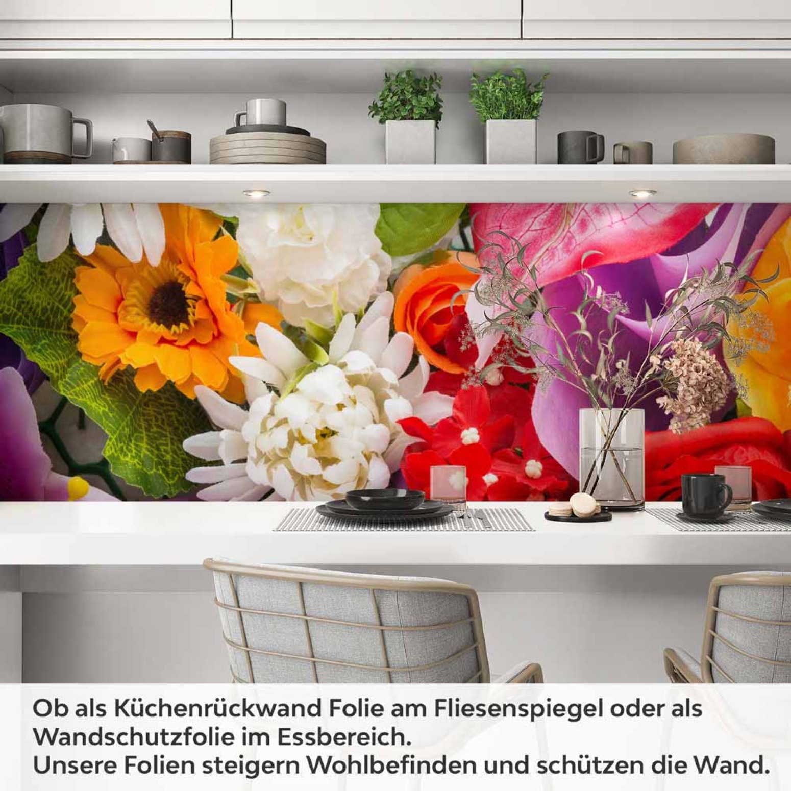 Küchenrückwand Folie farbenfrohe Blumen Artikelbild 1