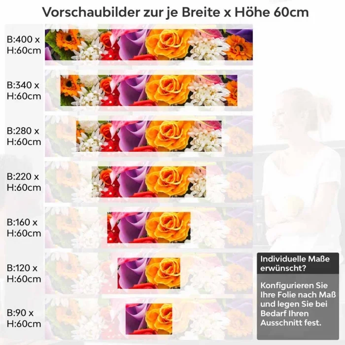 Küchenrückwand Folie farbenfrohe Blumen Höhe 60cm