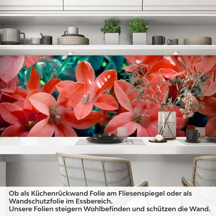 Küchenrückwand Folie rotes Blütenmeer Artikelbild 1