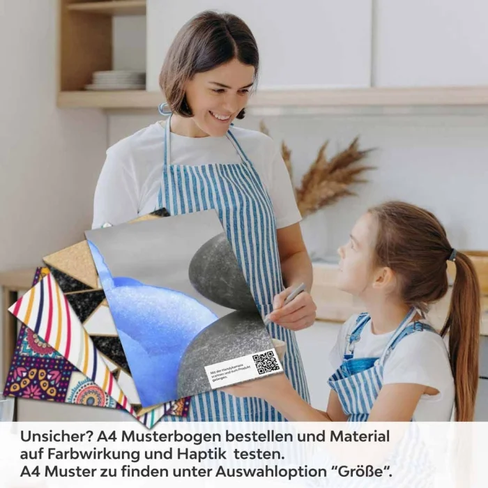 Küchenrückwand Folie blaue Blumen Zen SPA Steine A4 Muster