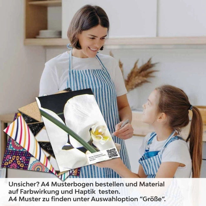 Küchenrückwand Folie weiße Orchideen - Eleganz auf dunklem Hintergrund A4 Muster