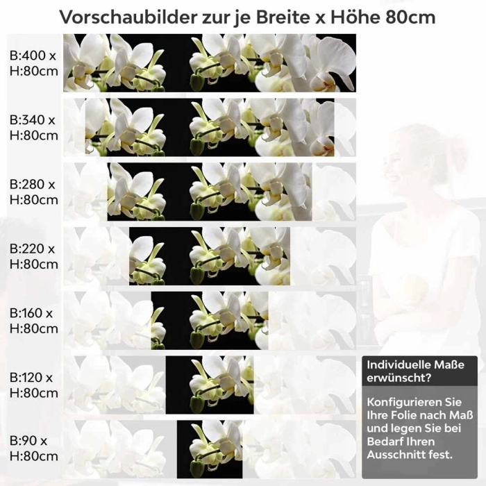 Küchenrückwand Folie weiße Orchideen - Zeitloser Stil für moderne Küchen Höhe 80cm
