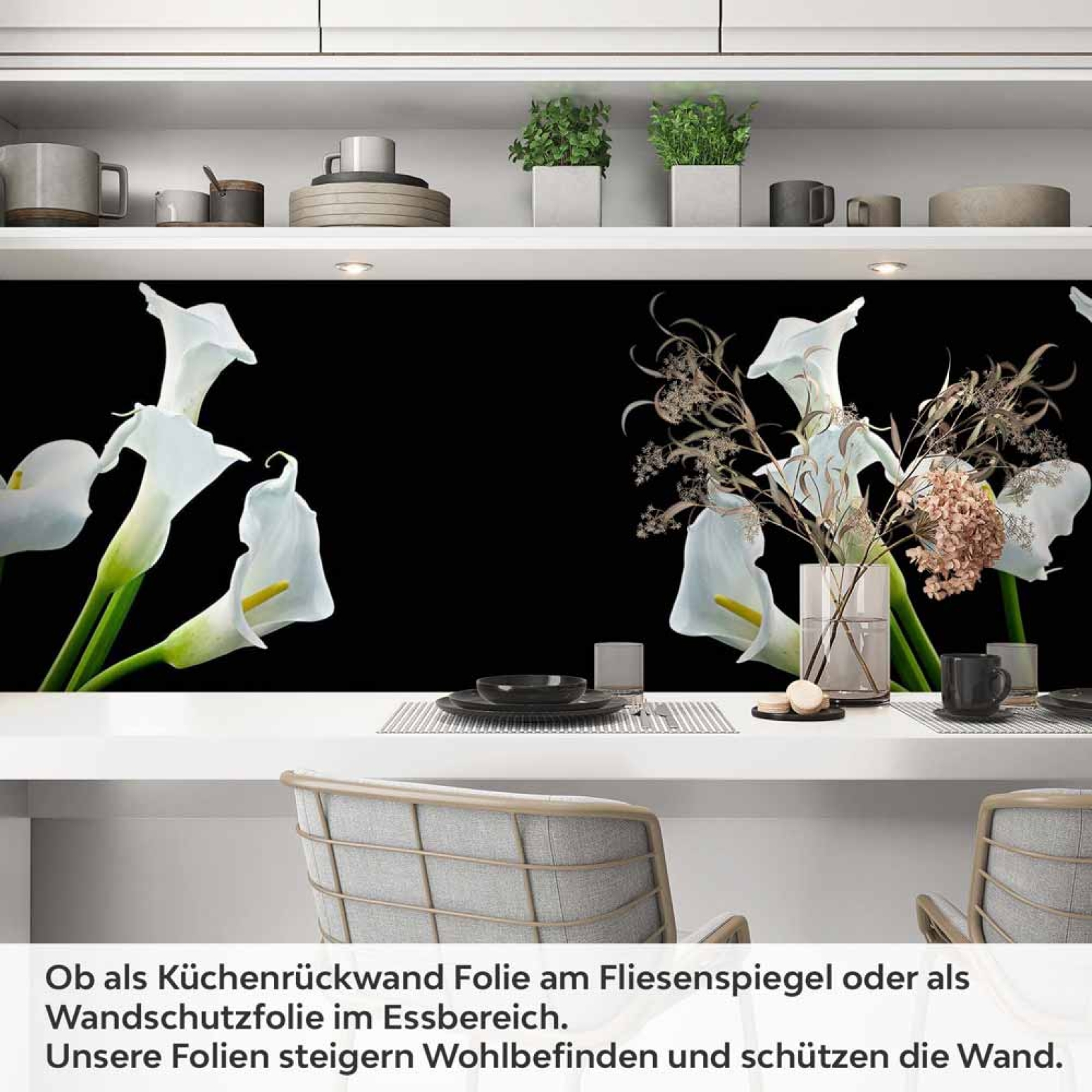 Küchenrückwand Folie weiße Calla-Lilien Artikelbild 1