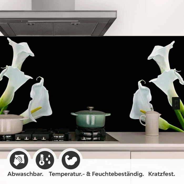 Küchenrückwand Folie weiße Calla-Lilien Detailbild 1