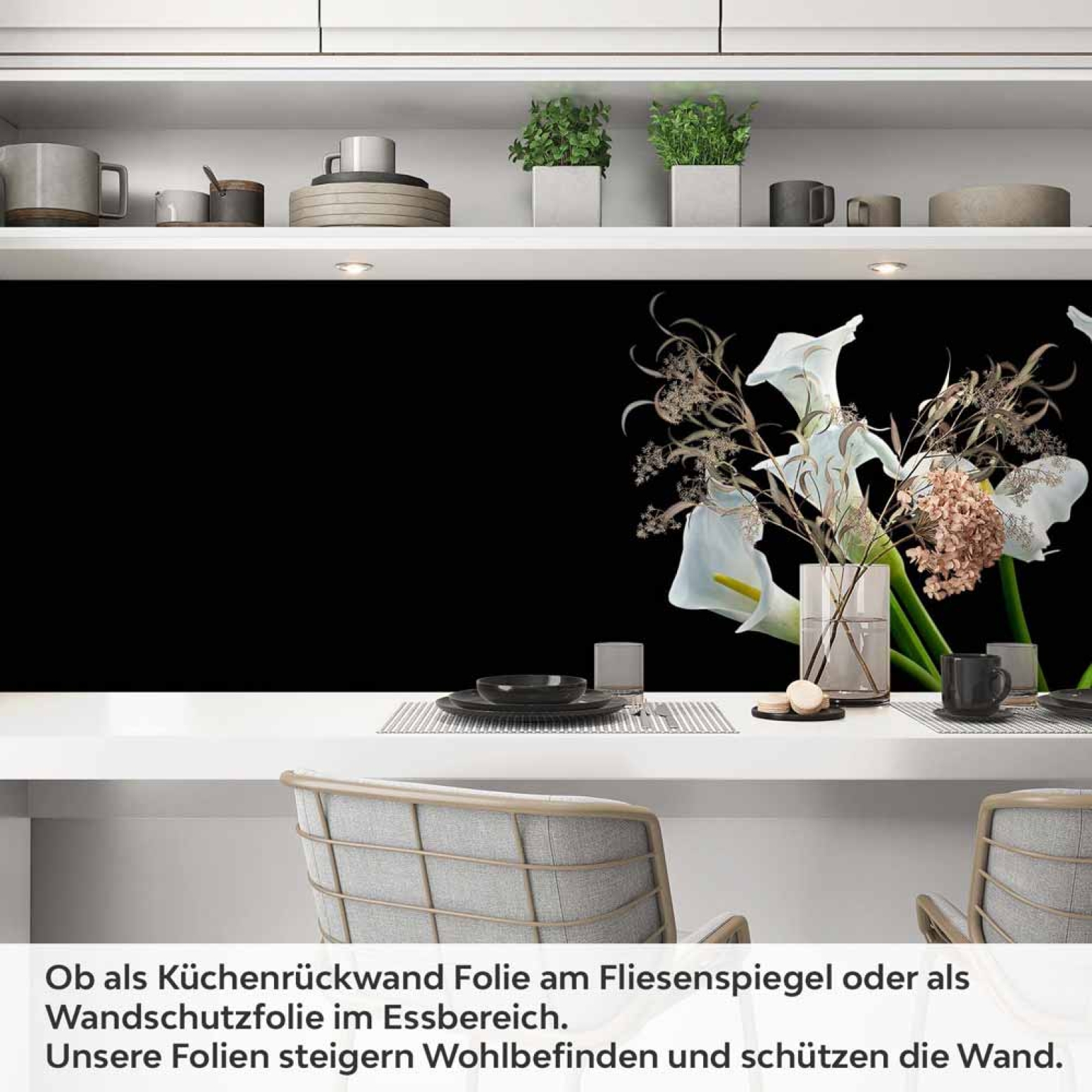Küchenrückwand Folie elegante Calla-Blüten Artikelbild 1