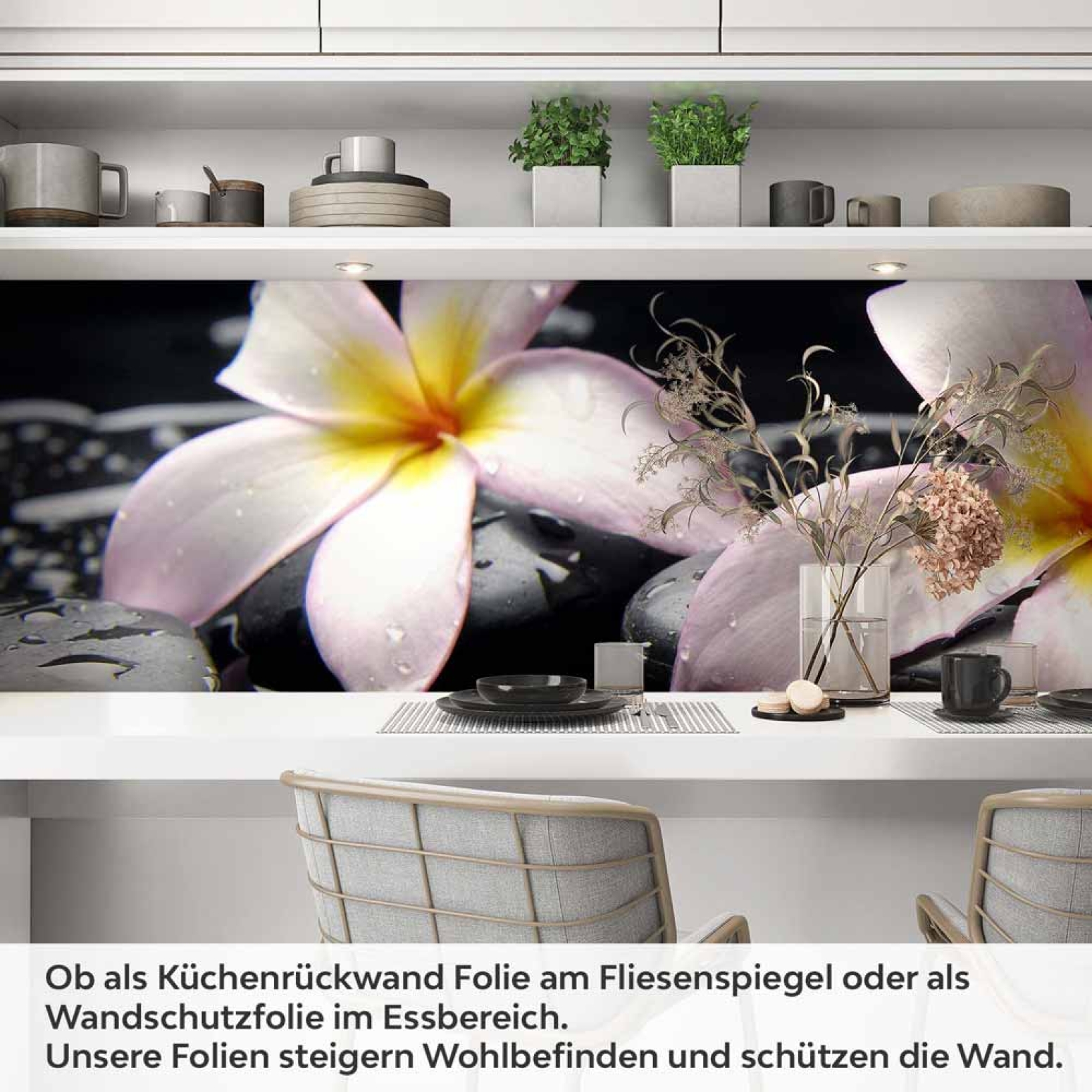 Küchenrückwand Folie Plumeria-Blüten Artikelbild 1