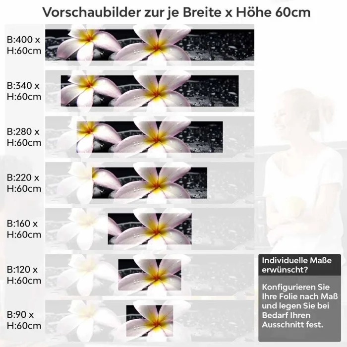 Küchenrückwand Folie Plumeria-Blüten Höhe 60cm