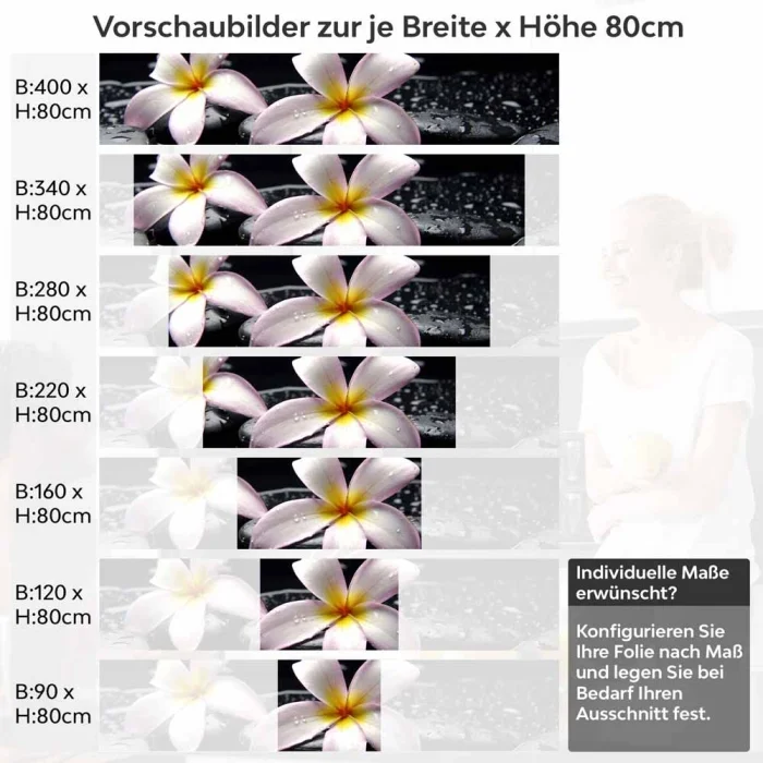 Küchenrückwand Folie Plumeria-Blüten Höhe 80cm
