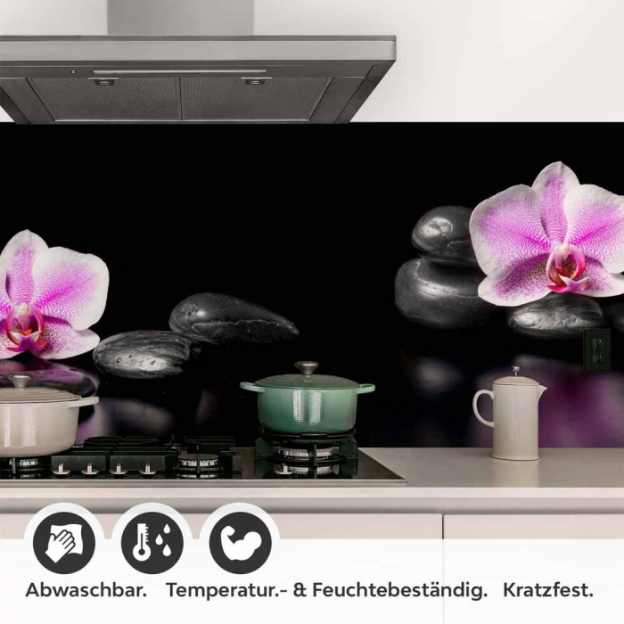 Küchenrückwand Folie Orchideenblüten in zartem Rosa-Violett Detailbild 1