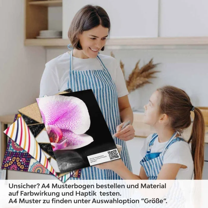 Küchenrückwand Folie Violette Orchideen - Zen-Motiv mit Reflexion A4 Muster