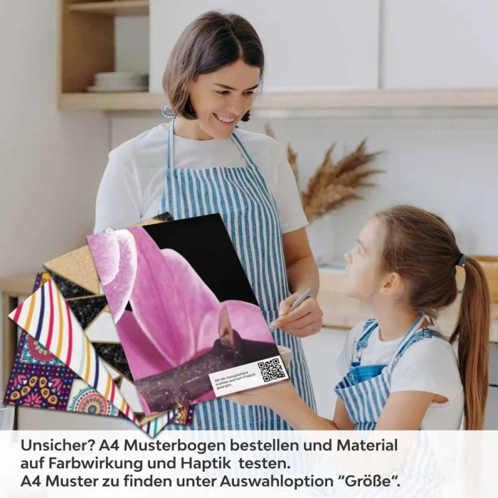 Küchenrückwand Folie Orchideen Pink - Pink auf Schwarz A4 Muster