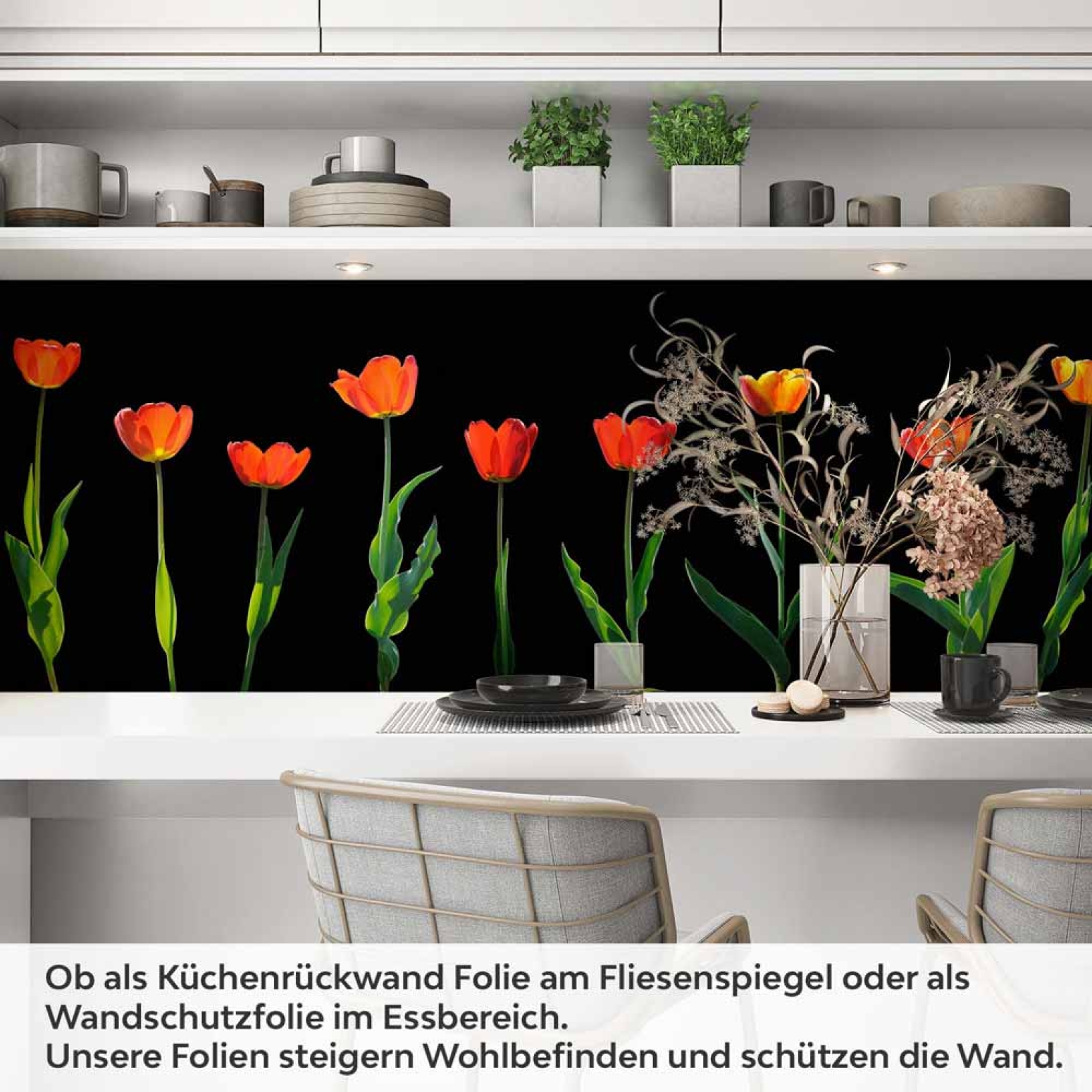 Küchenrückwand Folie rote Tulpen Artikelbild 1