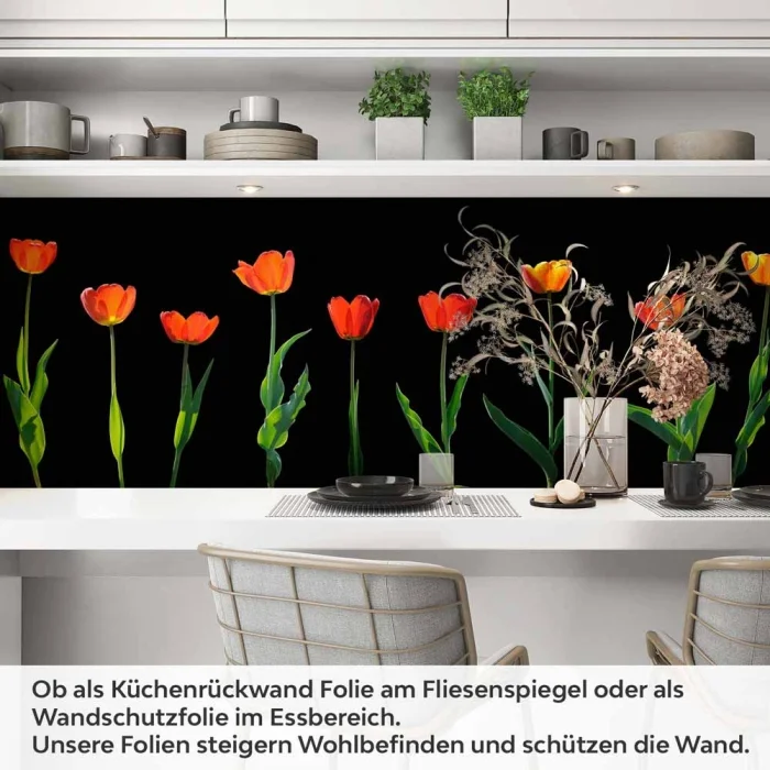Küchenrückwand Folie rote Tulpen Artikelbild 1