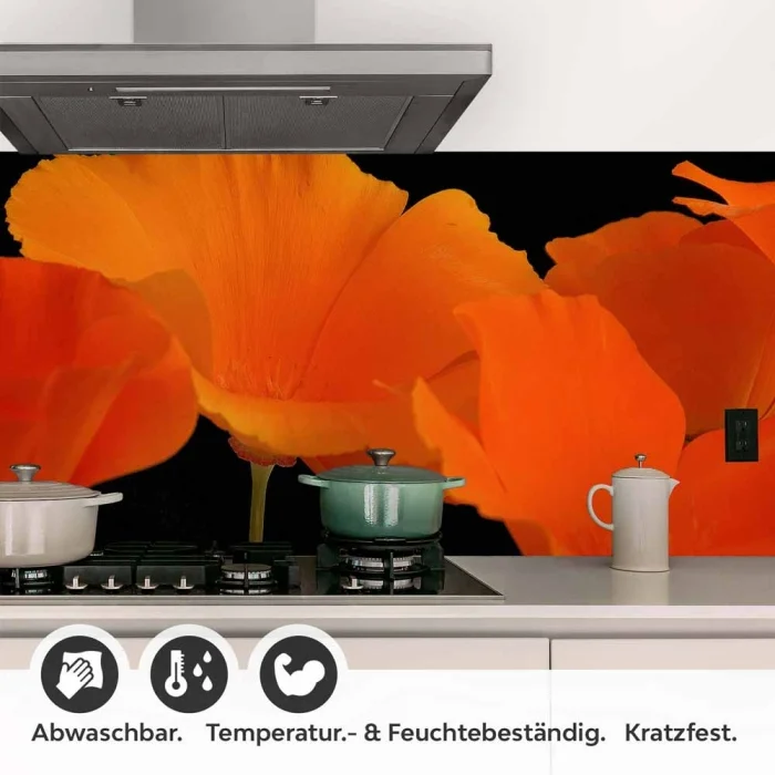 Küchenrückwand Folie orange Mohnblumen Detailbild 1