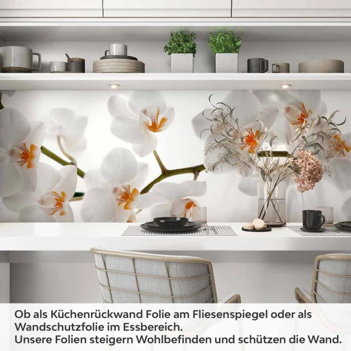 Küchenrückwand Folie Weiße Orchideen – Harmonie für Ihre Küche Artikelbild 1