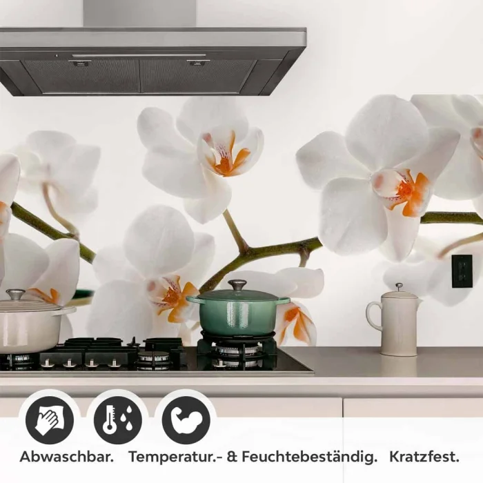 Küchenrückwand Folie Weiße Orchideen – Harmonie für Ihre Küche Detailbild 1