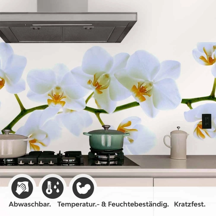 Küchenrückwand Folie Weiße Blüten – Perfekt für moderne Küchen Detailbild 1