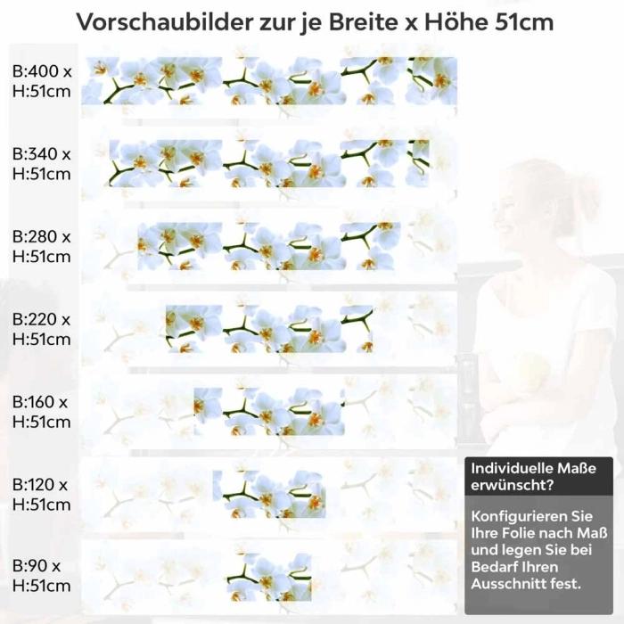 Küchenrückwand Folie Weiße Blüten – Perfekt für moderne Küchen Höhe 51cm