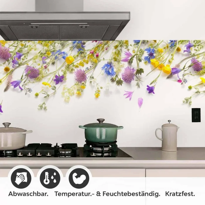 Küchenrückwand Folie Wildblumen – Frische und Farbe in Ihrer Küche Detailbild 1
