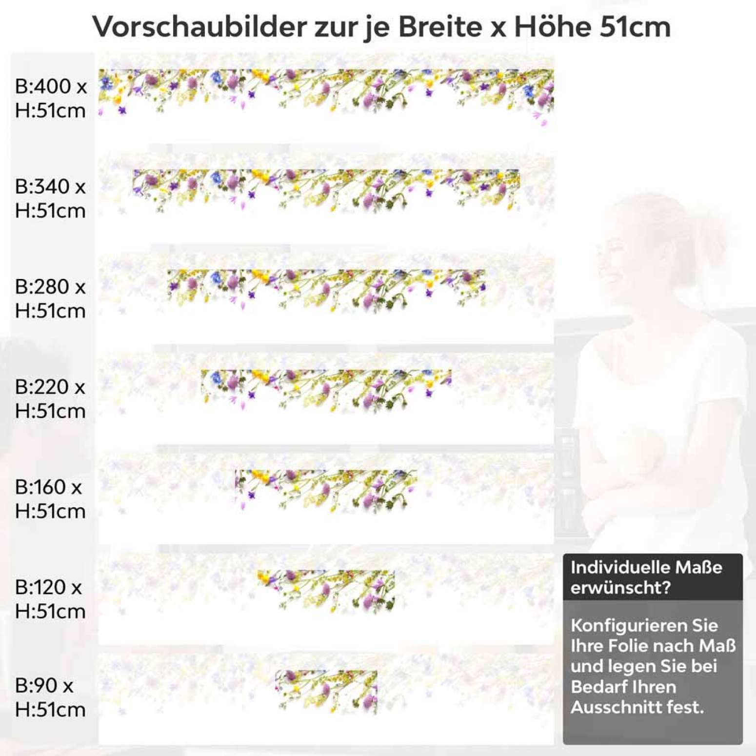 Küchenrückwand Folie Wildblumen – Frische und Farbe in Ihrer Küche Höhe 51cm