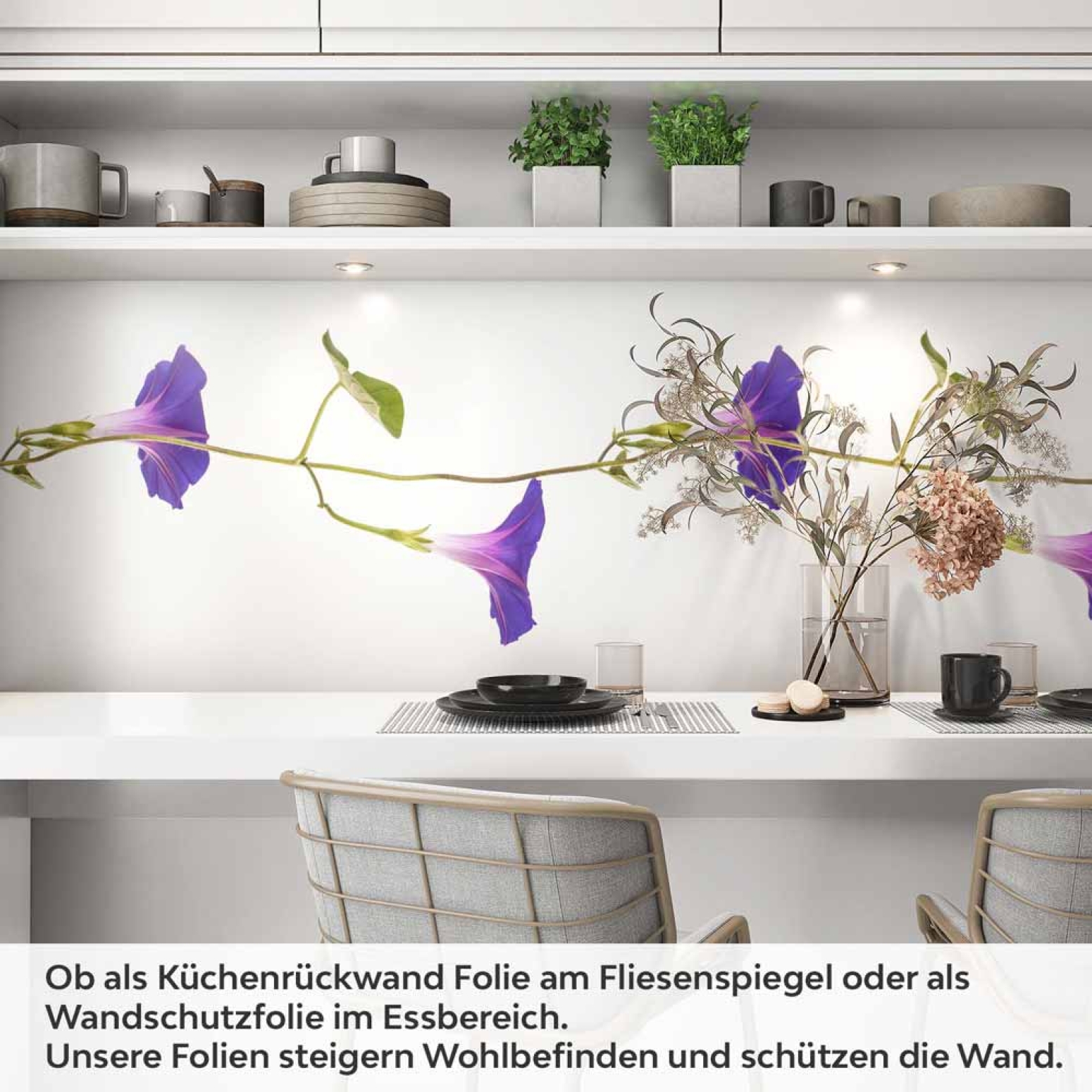 Küchenrückwand Folie Rankenblüten - Natürliche Schönheit für Ihre Wand Artikelbild 1
