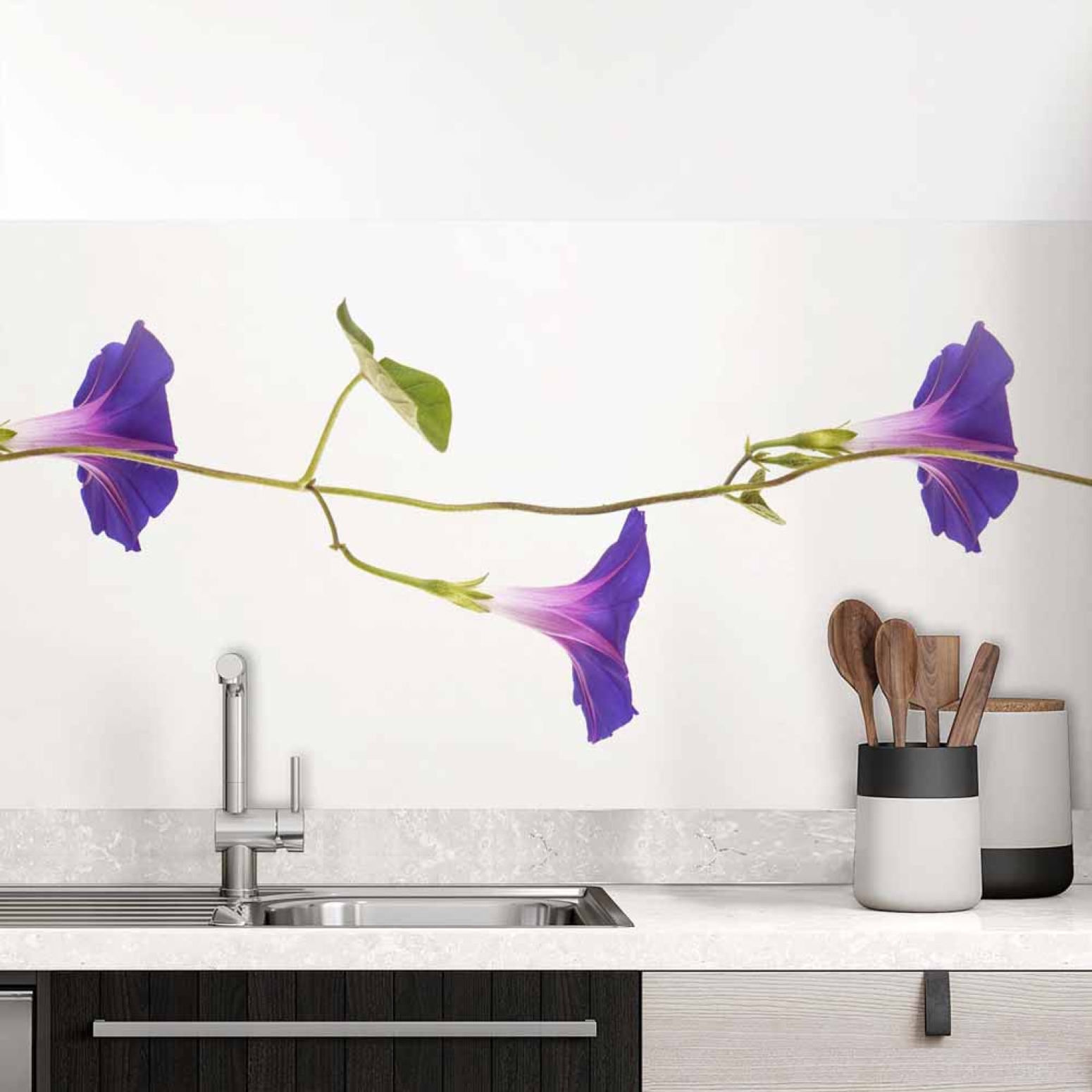 Küchenrückwand Folie Rankenblüten - Natürliche Schönheit für Ihre Wand