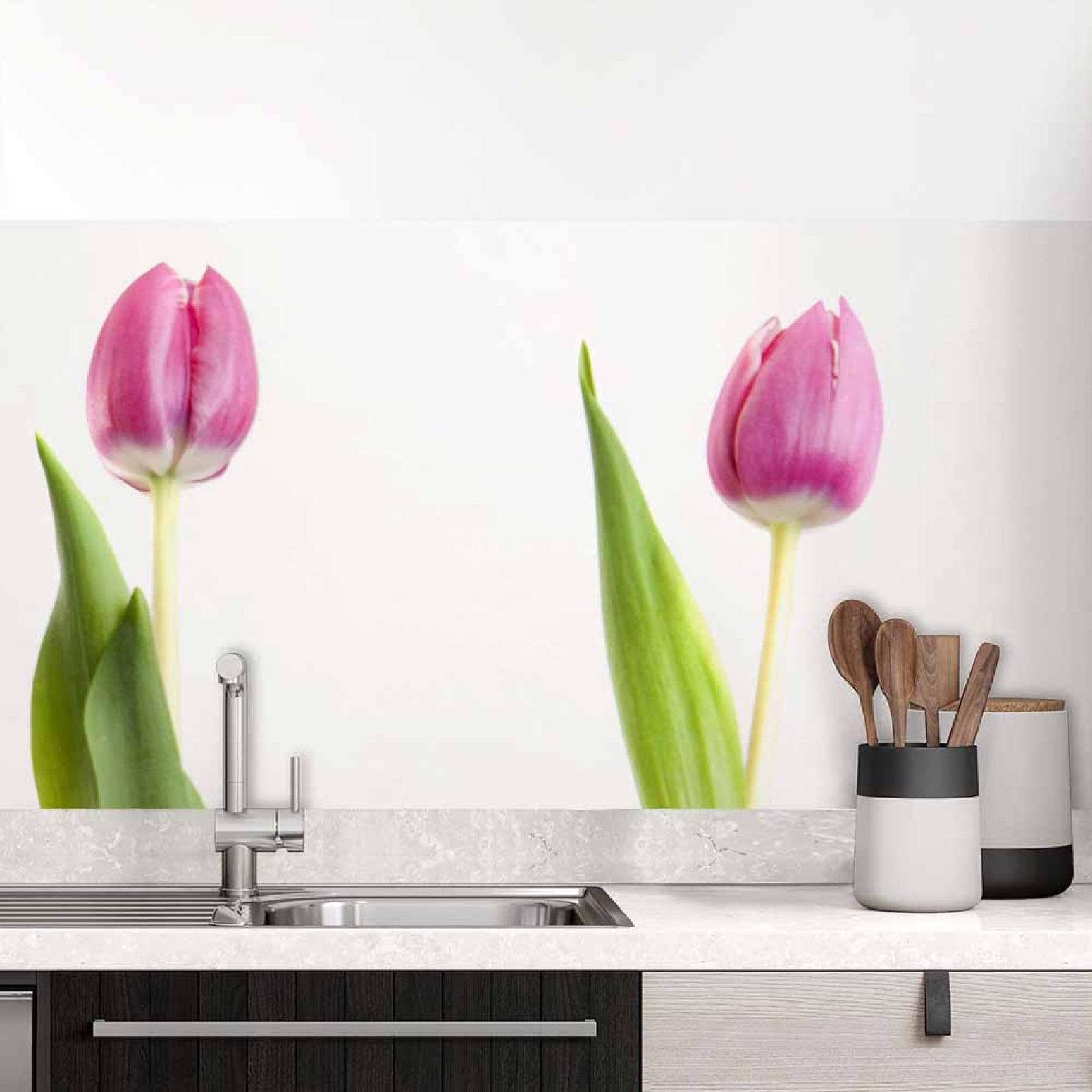 Küchenrückwand Folie rosa Tulpen - Frühlingshafte Leichtigkeit