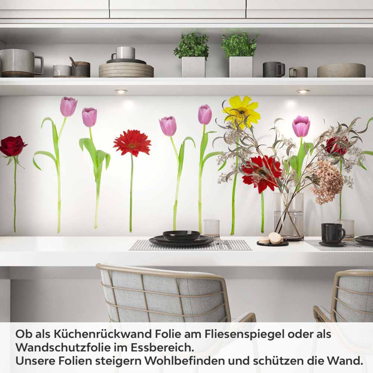 Küchenrückwand Folie bunter Blumenmix Artikelbild 1