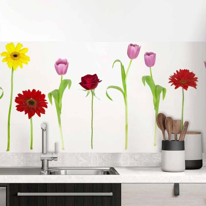 Küchenrückwand Folie bunter Blumenmix Hauptbild