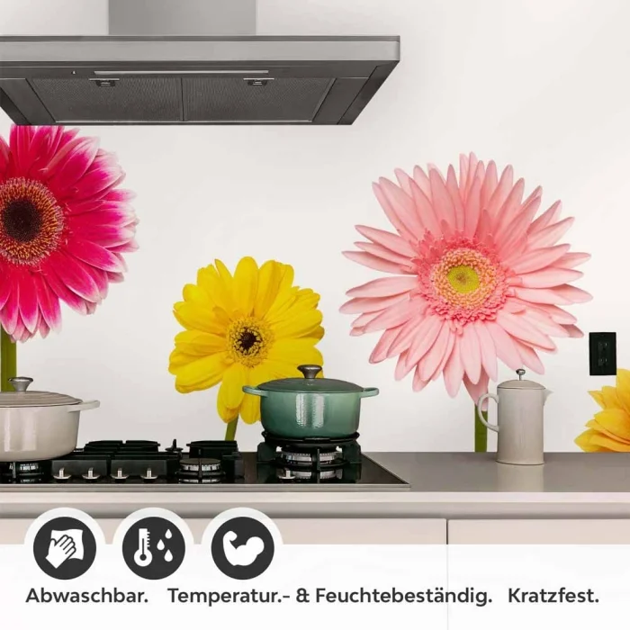 Küchenrückwand Folie Blumentraum - Fröhliche Gerbera für Ihre Küche Detailbild 1