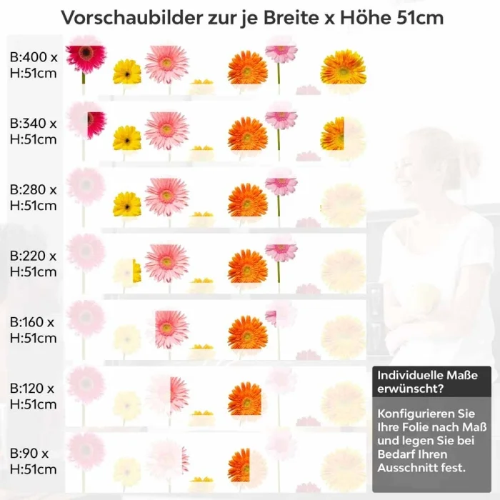 Küchenrückwand Folie Blumentraum - Fröhliche Gerbera für Ihre Küche Höhe 51cm