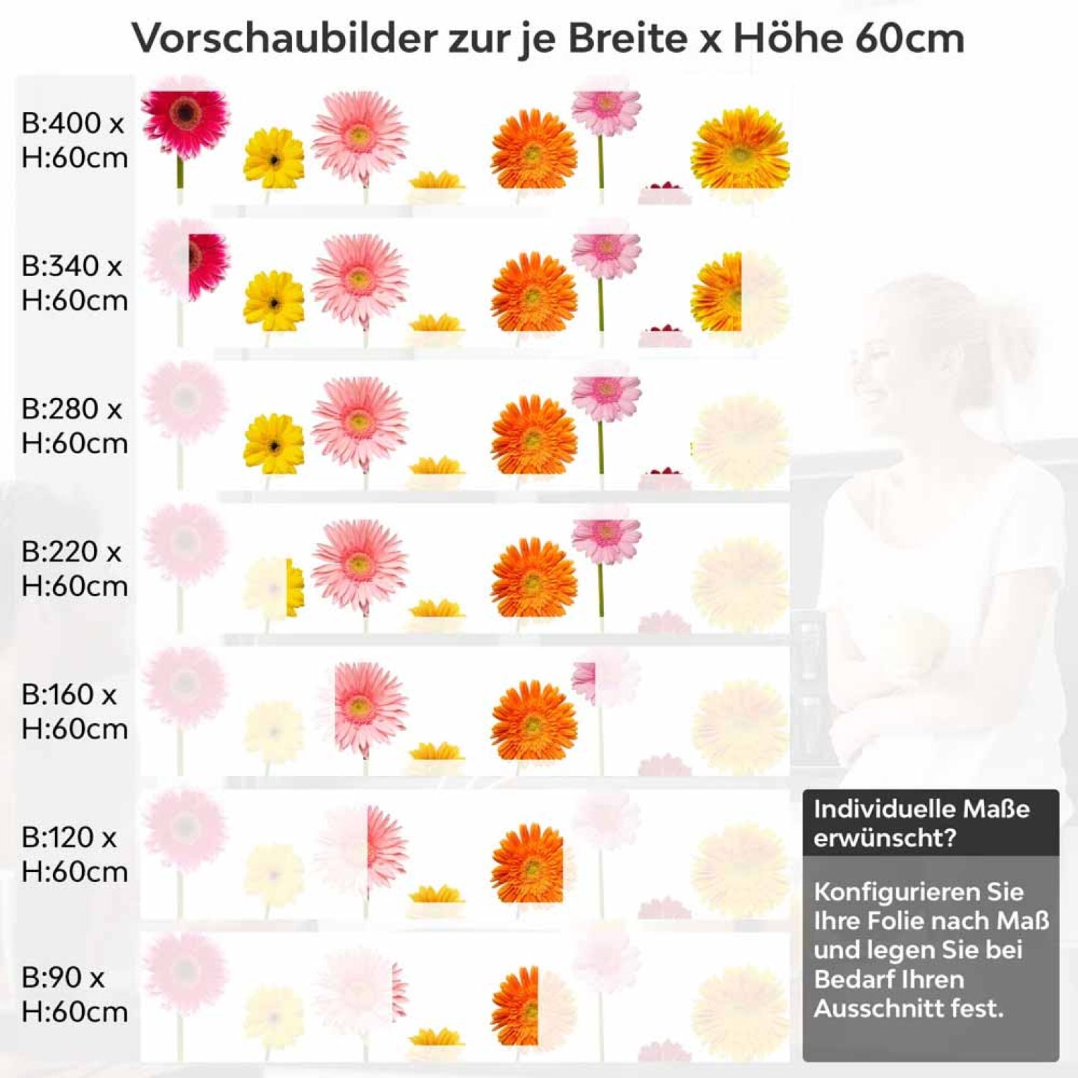 Küchenrückwand Folie Blumentraum - Fröhliche Gerbera für Ihre Küche Höhe 60cm